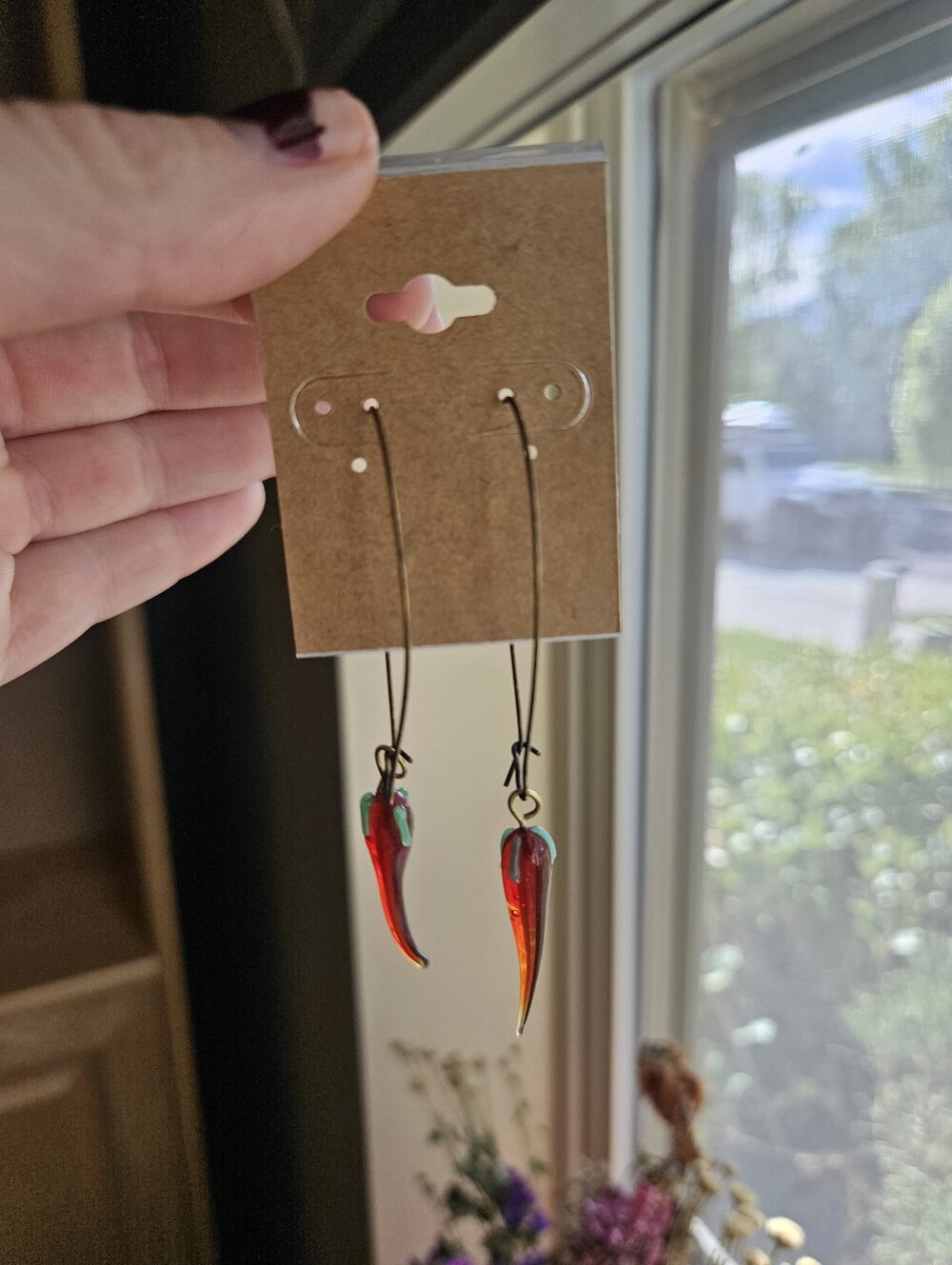 Chili Pepper Dangle Earrings - Western Festival Granola Edgy Southwestern